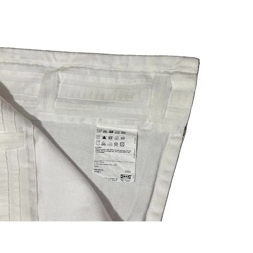 Set of 6 Ikea Tibast Curtains Warm White Herringbone Texture 92